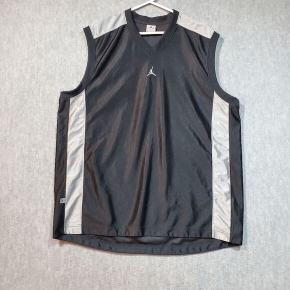 Jordan Jersey Mens XL Black Solid Embroidered Logo Jumpman Mesh Pullover - Picture 1 of 10